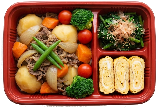 肉じゃが弁当。AIによるイメージ画像。